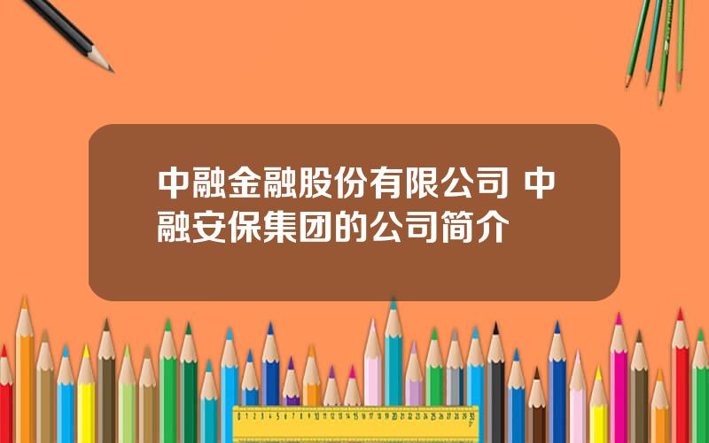 中融金融股份有限公司 中融安保集团的公司简介